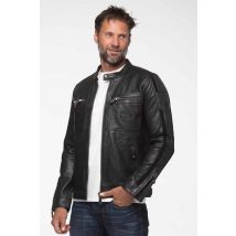 CLASSIC LEGEND MOTORS - Steve McQueen chaqueta de cuero negra con cuello biker