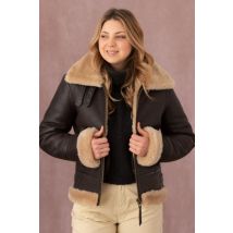 CITYZEN - Bomber in shearling marrone e beige da donna