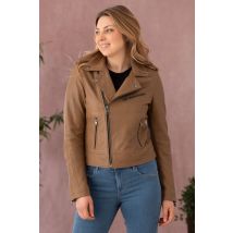 OAKWOOD - Giacca Biker in pelle lavata marrone chiaro