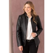 CITYZEN - Blouson en cuir perle noir élégant