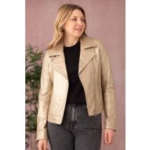 OAKWOOD - Chaqueta motera en piel efecto metalizado dorado claro