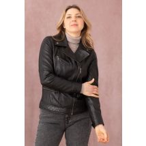 OAKWOOD - Chaqueta motera cuero negro regular fit