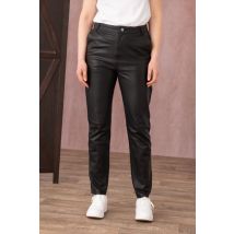 OAKWOOD - Pantalon en cuir noir coupe large