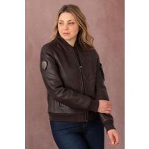 - Bomber en cuir marron de la Patrouille de France femme