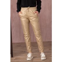 OAKWOOD - Suaves y cómodos joggers de piel efecto metalizado dorado claro.