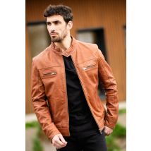 CITYZEN - Blouson en cuir col motard au tannage végétal