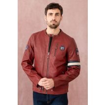 CLASSIC LEGEND MOTORS - Blouson en cuir rouge foncé style racing pour Homme