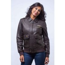 CLASSIC LEGEND MOTORS - Blouson aviateur en cuir col chemise marron foncé