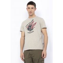 SCHOTT - T-shirt color cemento in stile vintage