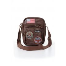 VON DUTCH - Borsa in ecopelle marrone con toppe