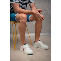 - Baskets textiles blanc rouge et marine