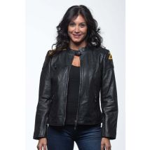 CLASSIC LEGEND MOTORS - Blouson en cuir racing noir et jaune pour femme