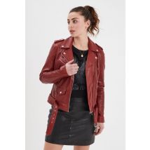 ROSE GARDEN - Chaqueta de cuero estilo biker en color rojo chile