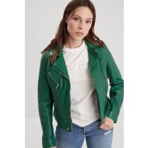 ROSE GARDEN - Giacca in pelle stile biker in colore verde agrifoglio