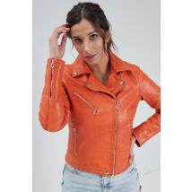 ROSE GARDEN - Giacca in pelle da donna in stile perf arancione