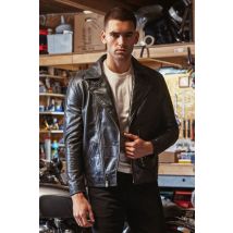 AVI LEATHER - Cazadora de piel con cuello asimétrico y bolsillo en forma de D