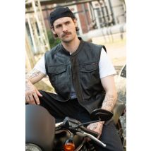 DAYTONA - Gilet biker cafe racer in pelle