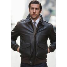 COCKPIT USA - Blouson aviateur en cuir col chemise fabriqué aux USA