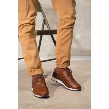 - Baskets en cuir pour homme taupe marine