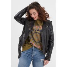 ROSE GARDEN - Chaqueta de cuero negra estilo biker