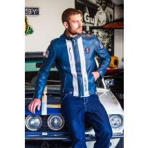 CLASSIC LEGEND MOTORS - Blouson Carroll Shelby en cuir bleu