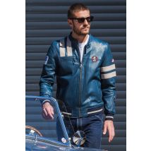 CLASSIC LEGEND MOTORS - Blouson en cuir bleu royal Shelby