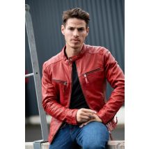 CITYZEN - Chaqueta de cuero roja, ajustada