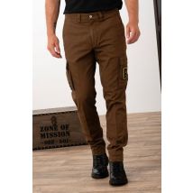 AERONAUTICA MILITARE - Pantalon style army couleur chocolat