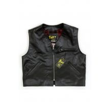 BUCO - Gilet biker noir en cuir de buffle