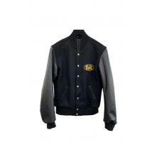 BUCO - Blouson Teddy noir avec logo jaune