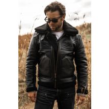 MASTER - Blouson en cuir noir épais style bombardier