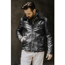 THE JACK LEATHERS - Blouson aviateur en cuir noir vintage