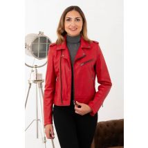 OAKWOOD - Perfecto en cuir rouge foncé femme