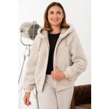 CITYZEN - Blouson réversible en shearling écru et or brillant