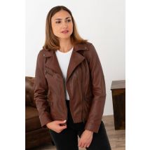 OAKWOOD - Blouson en cuir cognac style perf