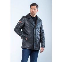 CLASSIC LEGEND MOTORS - Veste mi-longue col chemise en cuir noir