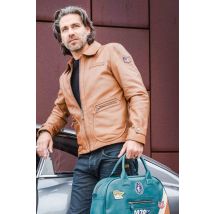 CLASSIC LEGEND MOTORS - Blouson McQueen col chemise en cuir marron