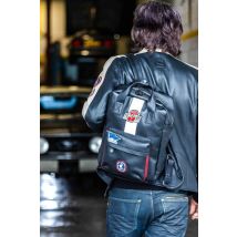 CLASSIC LEGEND MOTORS - Sac à dos Steve McQueen en cuir de mouton noir