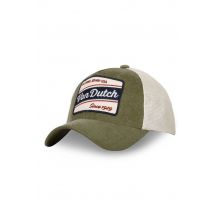 VON DUTCH - Casquette corduroy kaki et blanche