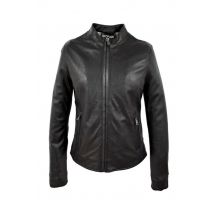 OAKWOOD - Blouson en cuir à col mao noir
