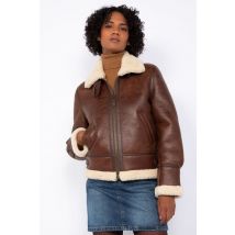 SCHOTT - Blouson bombardier couleur moka pour femme