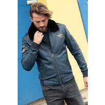CLASSIC LEGEND MOTORS - Blouson McQueen en cuir véritable bleu