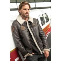 AERONAUTICA MILITARE - Blouson bombardier en peau lainée avec patchs