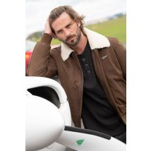 AERONAUTICA MILITARE - Blouson aviateur en cuir suédé couleur chocolat