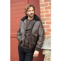 THE JACK LEATHERS - Blouson aviateur en cuir chic marron foncé