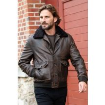 THE JACK LEATHERS - Elegante bomber in pelle marrone scuro