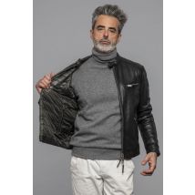 THE JACK LEATHERS - Blouson en cuir col motard réversible avec doublure matelassée