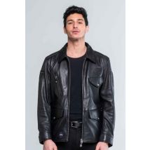 CLASSIC LEGEND MOTORS - Veste en cuir col chemise noir