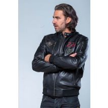 CLASSIC LEGEND MOTORS - Blouson en cuir noir col motard 24h Le Mans