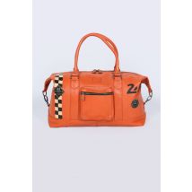 CLASSIC LEGEND MOTORS - Sac de voyage en cuir orange avec damier racing